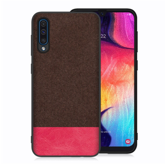 Samsung Galaxy A50 cloth texture case - Coffee / Red