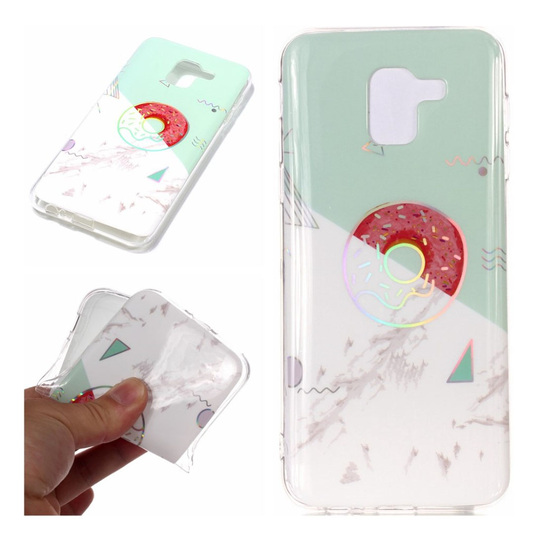 Samsung Galaxy A6 (2018) Marmori IMD Kuviollinen Pehmeä TPU Takasuoja Kuori - Cyaani/ Valkoinen