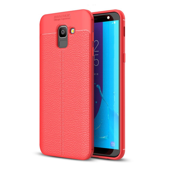 Samsung Galaxy J6 Liitsihedelmän Jyvä Pintainen Joustava TPU Muovi Takasuoja Kuori - Punainen