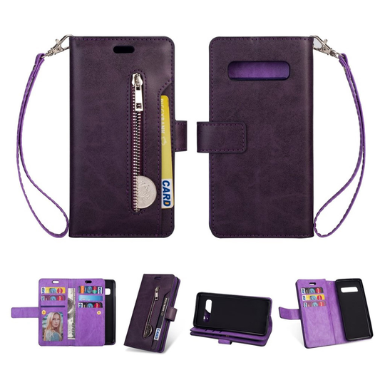 Samsung Galaxy S10 monipaikkainen nahkainen suojakotelo - Violetti