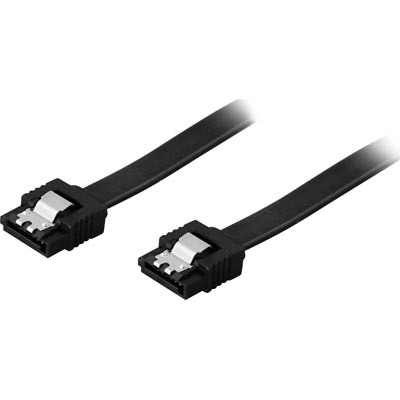 SATA-kaapeli, SATA 6Gb/s, Lukkoklipsi, Suora-suora, 0,5m, Musta