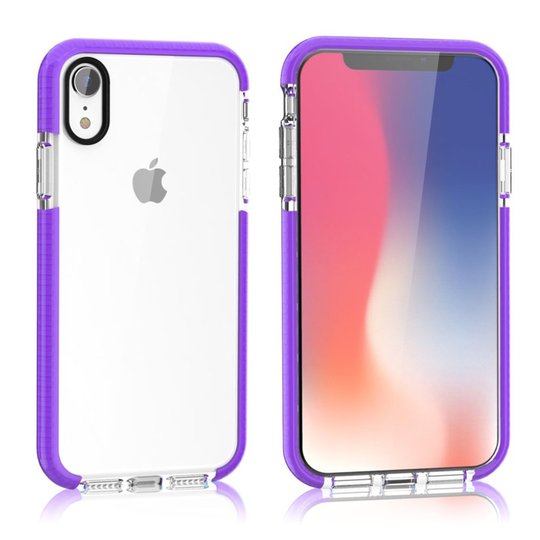 iPhone Xr Kaksivärinen Iskukestävä Pehmeä Muovinen Takasuoja Kuori - Violetti/ Hopea