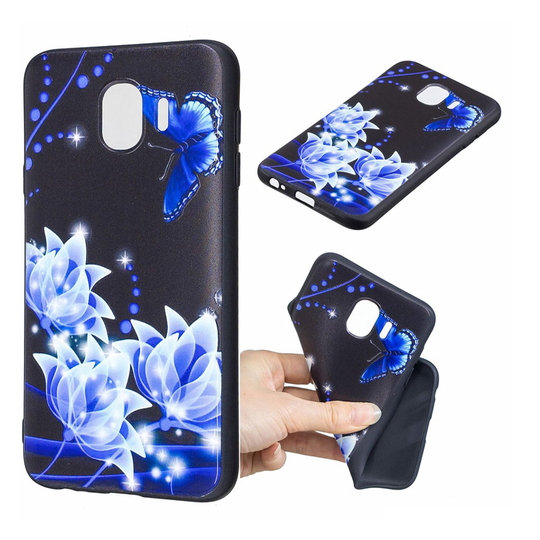 Samsung Galaxy J4 (2018) kohokuvioitu suojakotelo - Sininen Kukka