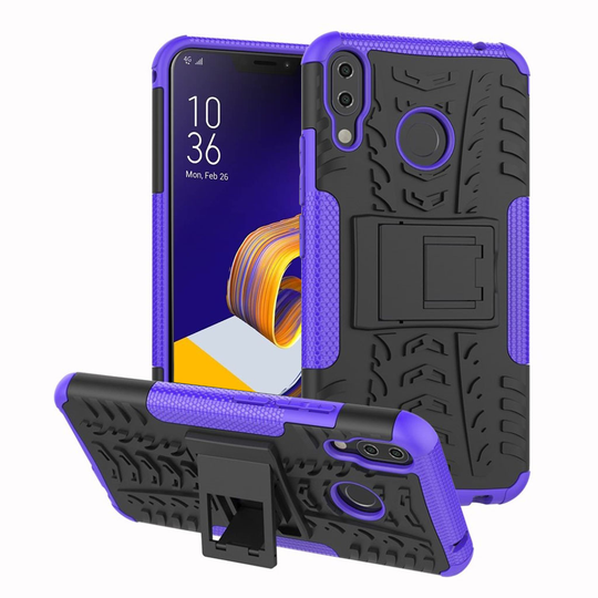 Asus ZenFone 5Z (ZS620KL) Anti-slip PC ja Silikooni Hybriidi Takasuoja Kuori - Violetti
