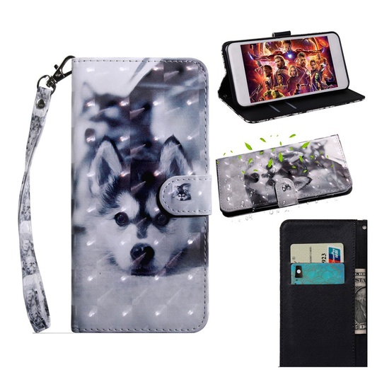Sony Xperia 10 Plus pattern leather case - Black and White Wolf
