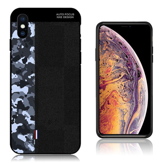 iPhone Xs Max NXE Kamo kuviollinen silikooni muovinen takasuoja kuori - Musta/ Sininen Kamo