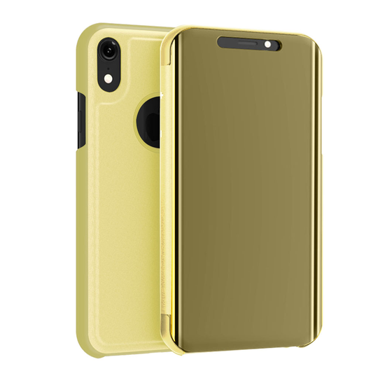 iPhone Xs Max Elektrolyyttinen Peili Suojakuori Missä Synteetti Nahkainen Takaosa - Kulta