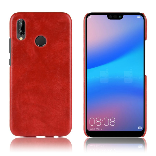 Huawei P20 Lite Liitsihedelmä Jyväinen Synteetti Nahkainen Muovi Takasuoja Kuori - Punainen