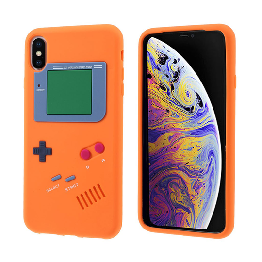 iPhone Xs Max 3D game boy kuviollinen silikooni muovinen takausoja kuori - Oranssi
