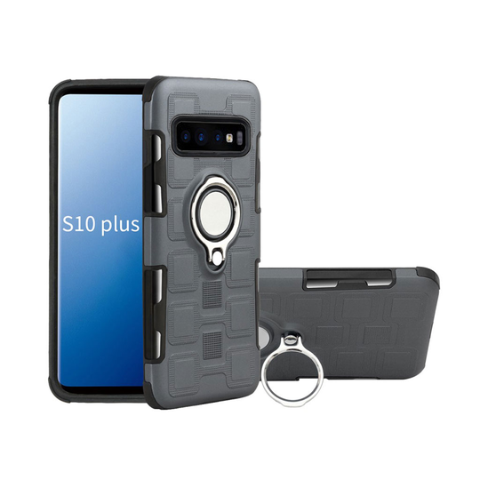 Samsung Galaxy S10 Plus geometrinen kuosi hybrid suojakotelo - Harmaa