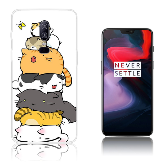 OnePlus 6 Printti Kuvallinen Pehmeä muovinen Takasuoja Kuori - Sarjakuva Kissat