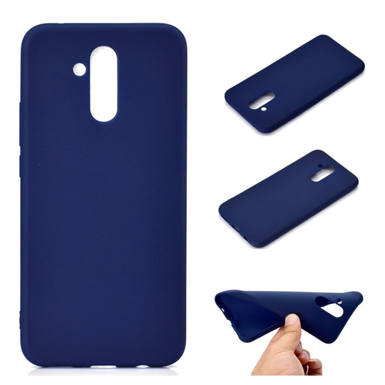 Huawei Mate 20 Lite matta pintainen silikooni muovinen takasuoja kuori - Tumman Sininen