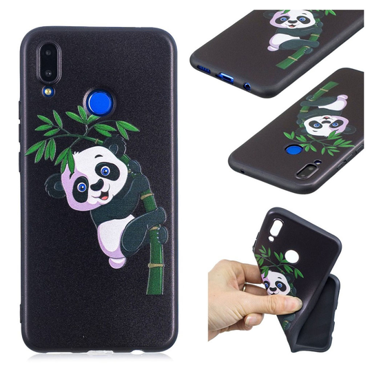 Huawei P Smart Plus Kohokuviollinen silikooni muovinen takasuoja kuori - Bambuu Panda