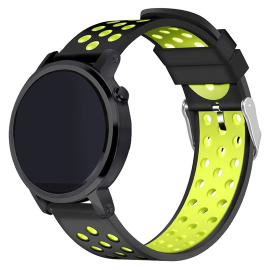 Samsung Gear S3 Kaksi Sävyinen Silikooni Muovinen Pehmeä Kellon Vaihto Ranneke - Musta/ Keltainen