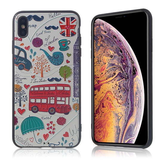 iPhone Xs Max kohokuviollinen silikooni muovinen takasuoja kuori - Lontoo Kuviot