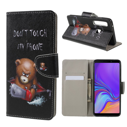Samsung Galaxy A9 (2018) synteetti nahkainen lompakko suojakotelo kuviolla - Nalle Do not Touch My Phone
