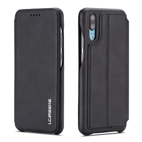 LC.IMEEKE Huawei P20 Pro retrotyylinen nahkainen flip suojakotelo - Musta