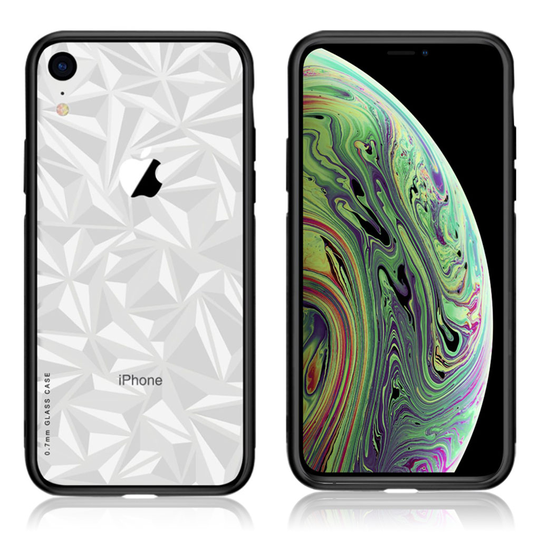 iPhone Xr NXE transparentti hybriidi suojakuori lasista ja muovista - Musta