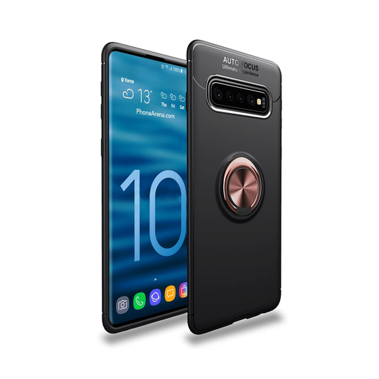 Samsung Galaxy S10 metalli rengaspidike takatuki suojakotelo - Musta / Punakulta