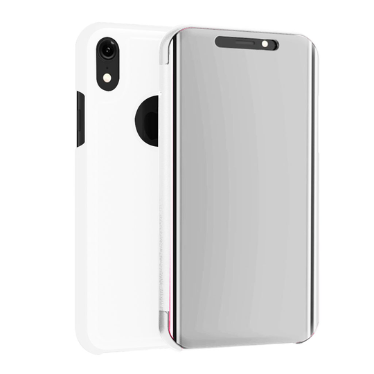 iPhone Xs Max Elektrolyyttinen Peili Suojakuori Missä Synteetti Nahkainen Takaosa - Hopea
