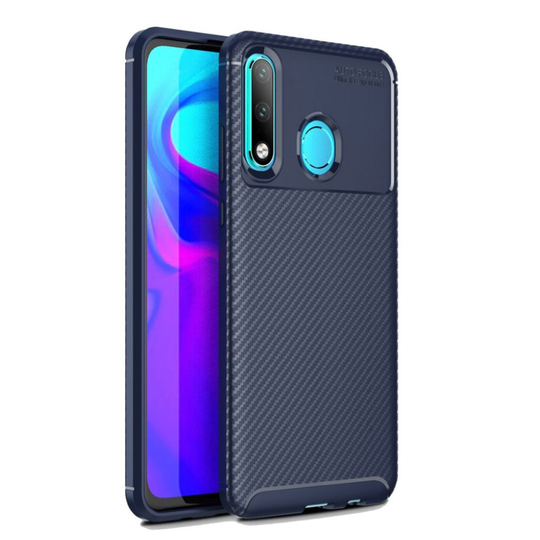 Huawei P30 Lite pudotuksen kestävä hiilikuitu suojakotelo - Sininen