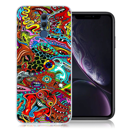 Huawei Mate 20 Lite kuviollinen joustava pehmeä silikooni muovinen takasuoja kuori - Abstrakti Kuvio