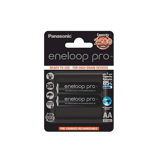 Panasonic Eneloop Pro R6 / AA 2500 mAh ladattava akku - 2 kpl