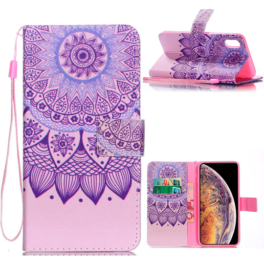 iPhone Xs Max kuviollinen lompakko suojakotelo synteetti nahasta - Mandala
