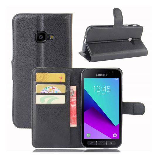 Samsung Xcover 4 trendikäs nahkakotelo - Musta