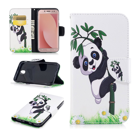 Samsung Galaxy J7 (2017) trendikäs nahkakotelo - Panda puussa