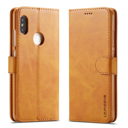 LC.IMEEKE Xiaomi Redmi Note 6 Pro nahkainen suojakotelo - Ruskea