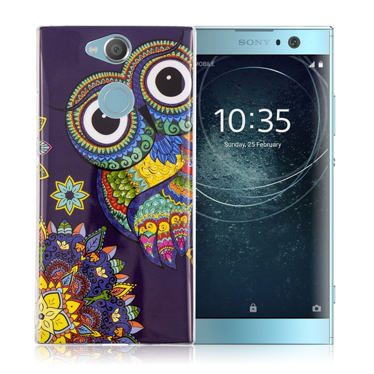Sony Xperia XA2 Valoisa Kuvallinen IMD Pehmeä TPU Takasuoja Kuori - Värikkäät Pöllöt