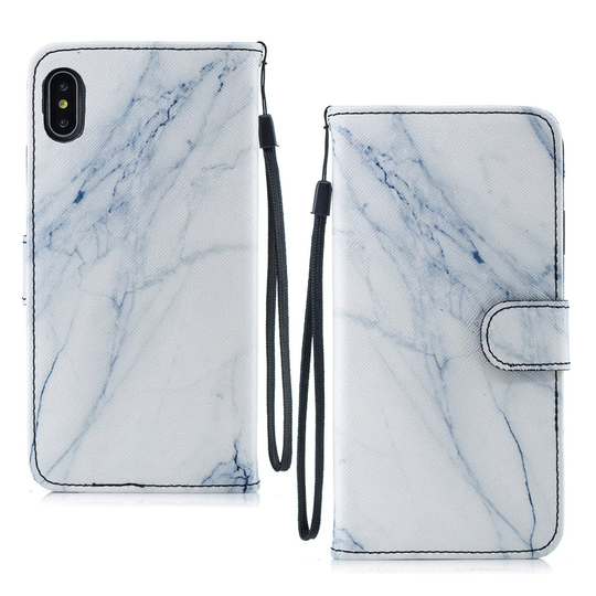 iPhone Xs Max Synteetti nahkainen kuviollinen taivutettava lompakko suojakotelo - Marmori