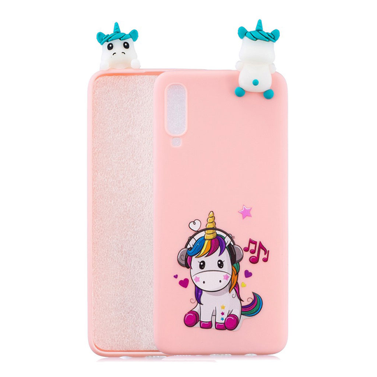 Samsung Galaxy A70 3D Animal Doll pattern case - Unicorn Enjoying Music