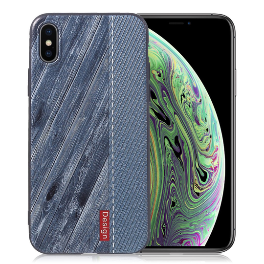 iPhone XS Uniikki stereoskooppinen kuviollinen silikooni muovinen suojakuori - Vaalean Sininen Puu