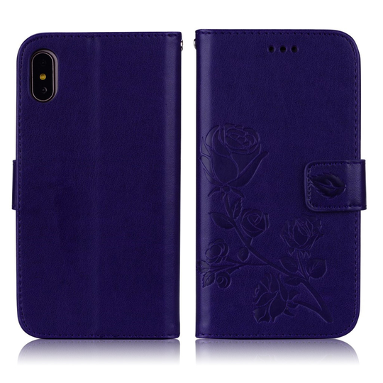 iPhone Xs Max imprinted rose pattern case - Purple