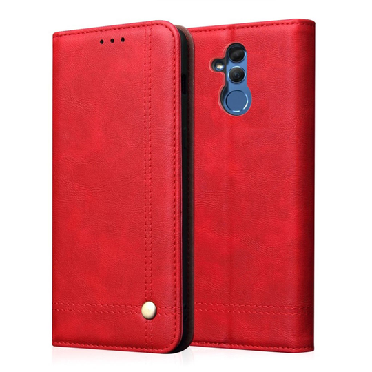 Huawei Mate 20 Lite magneettinen villihevos rakenne pintainen synteetti nahkainen lompakko suojakotelo - Punainen
