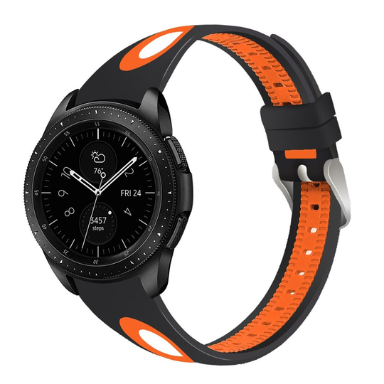 Samsung Galaxy Watch (46mm) joustava silikoni kellon hihna - Musta / Oranssi
