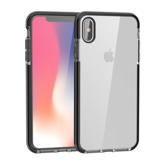 iPhone Xs Max Kaksi Värinen Iskukestävä Pehmeä Muovinen Takasuoja Kuori - Musta/ Harmaa