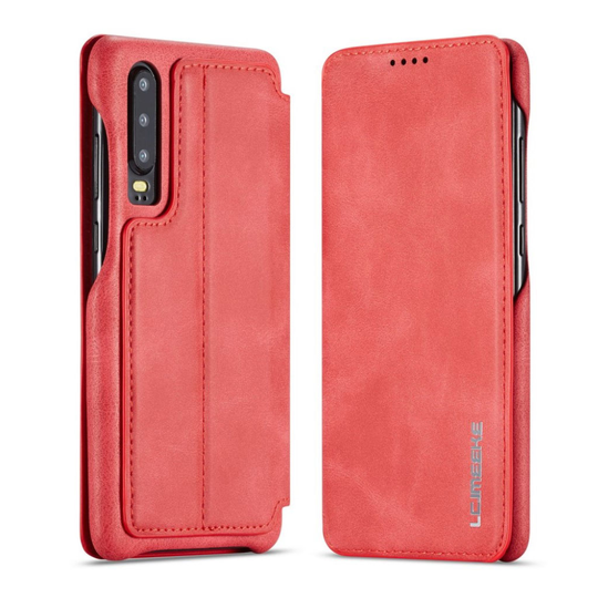 LC.IMEEKE Huawei P30 nahkainen suojakotelo - Punainen