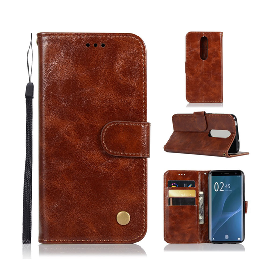 Sony Xperia XZ4 premium vintage nahkainen flip suojakotelo - Kahvi