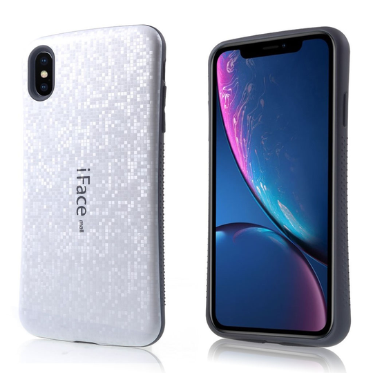iPhone Xs Max IFACE MALL mosaiikki kuviollinen hybriidi muovinen takasuoja kuori - Hopea