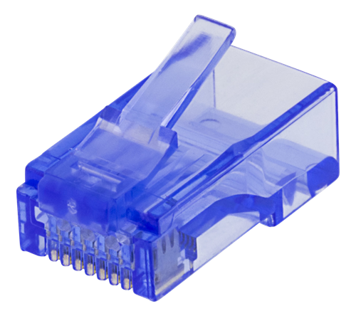Laitekaapelin RJ45-liitin, Cat6, UTP (suojaamaton), 20 Kpl Pakkaus, Läpinäkyvä, Sininen
