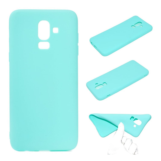 Samsung Galaxy J8 (2018) Yksivärinen Matta Pehmeä TPU Takasuoja Kuori - Cyaani Sininen