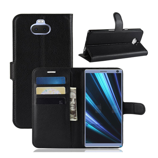 Sony Xperia 10 litchi leather case - Black