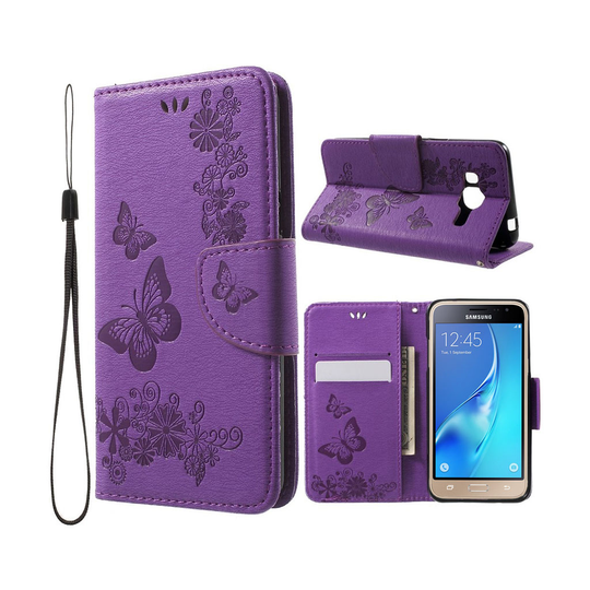 Moberg Samsung Galaxy J3 (2016) Nahkakotelo Läpällä - Violetti