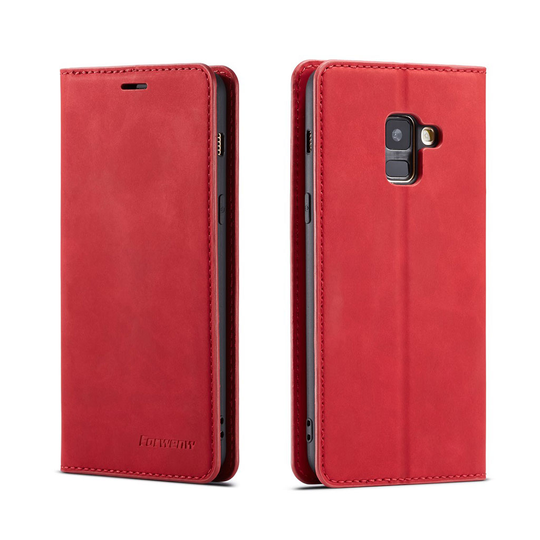 FORWENW Samsung Galaxy A8 (2018) nahkainen suojakotelo - Punainen