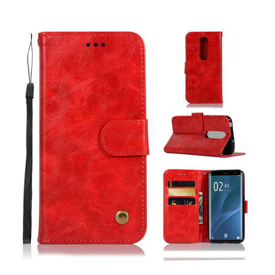 Sony Xperia XZ4 premium vintage nahkainen flip suojakotelo - Punainen