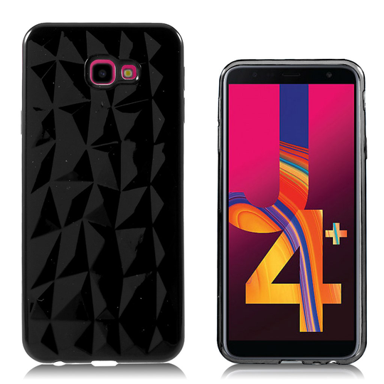 Samsung Galaxy J4 Plus (2018) 3D timantti rakenne silikooni muovinen takasuoja kuori - Musta