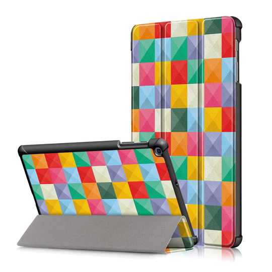 Samsung Galaxy Tab A 10.1 (2019) tri-fold pattern leather case - Colorized Checks